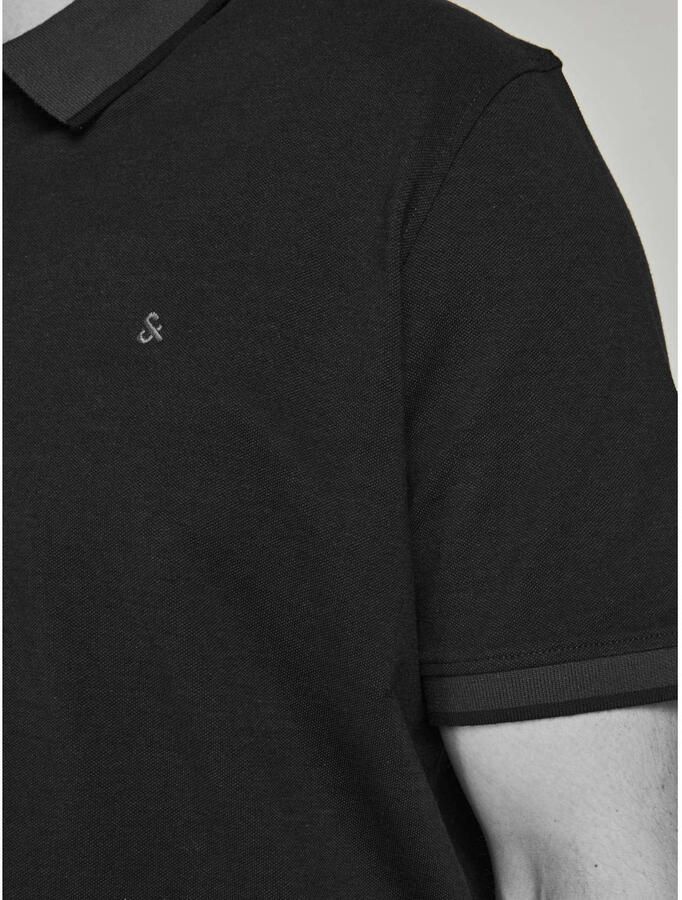JACK & JONES PLUS SIZE slim fit polo JJEPAULOS Plus Size met contrastbies dak navy