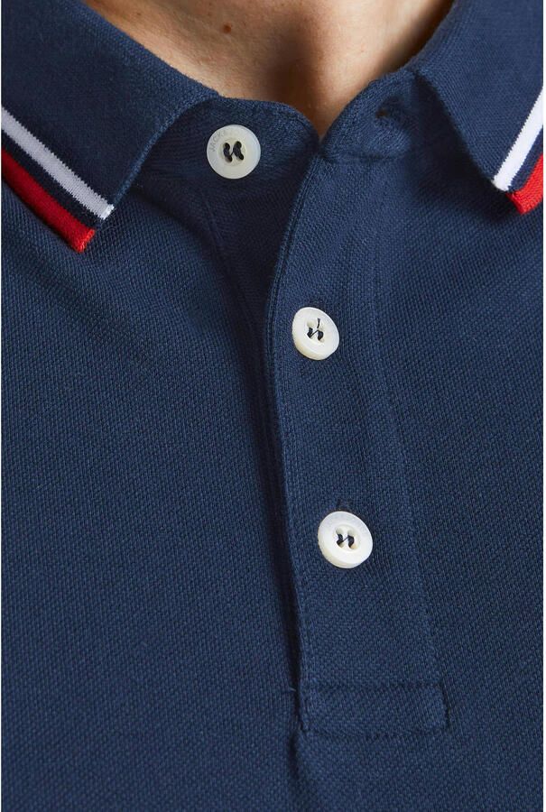 JACK & JONES PLUS SIZE slim fit polo JJEPAULOS Plus Size met contrastbies navy blazer