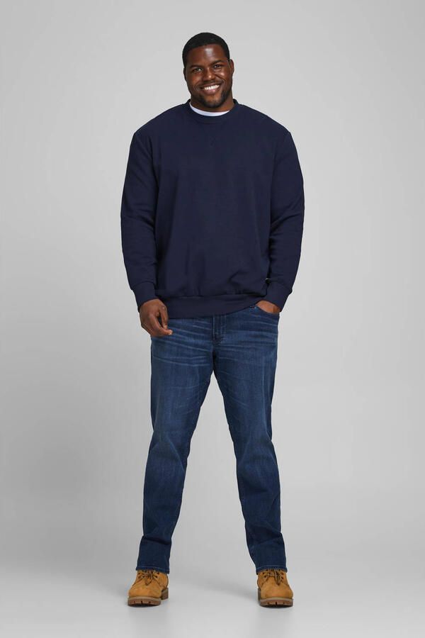 JACK & JONES PLUS SIZE sweater JJEBASIC Plus Size donkerblauw - Foto 2