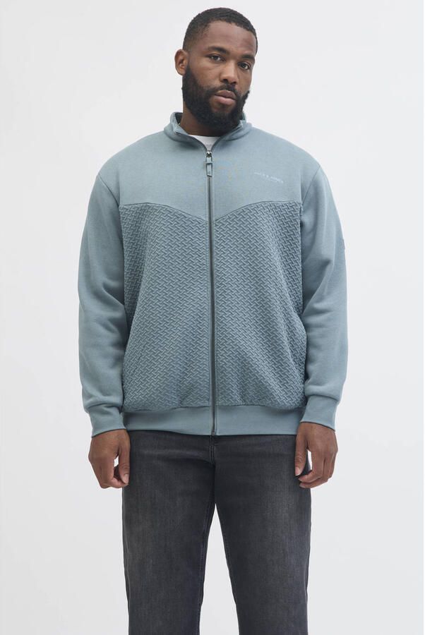 JACK & JONES PLUS SIZE sweatvest met textuur blauw - Foto 2