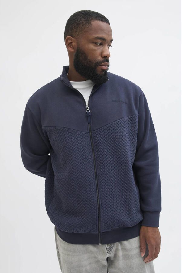 JACK & JONES PLUS SIZE sweatvest met textuur donkerblauw - Foto 2