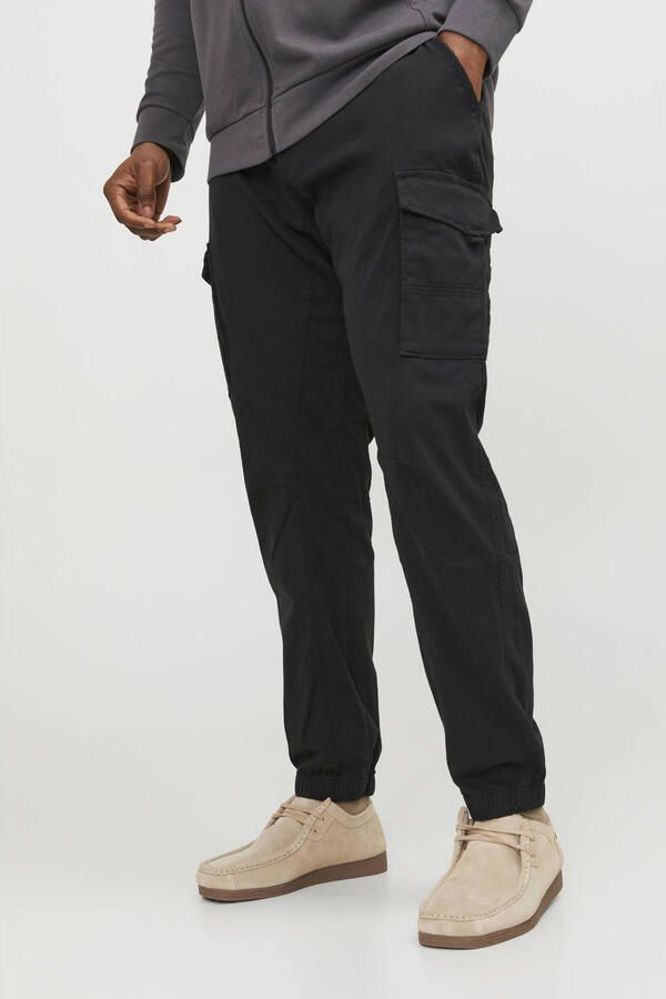 JACK & JONES PLUS SIZE tapered fit broek JPSTPAUL JJFLAKE Plus Size zwart