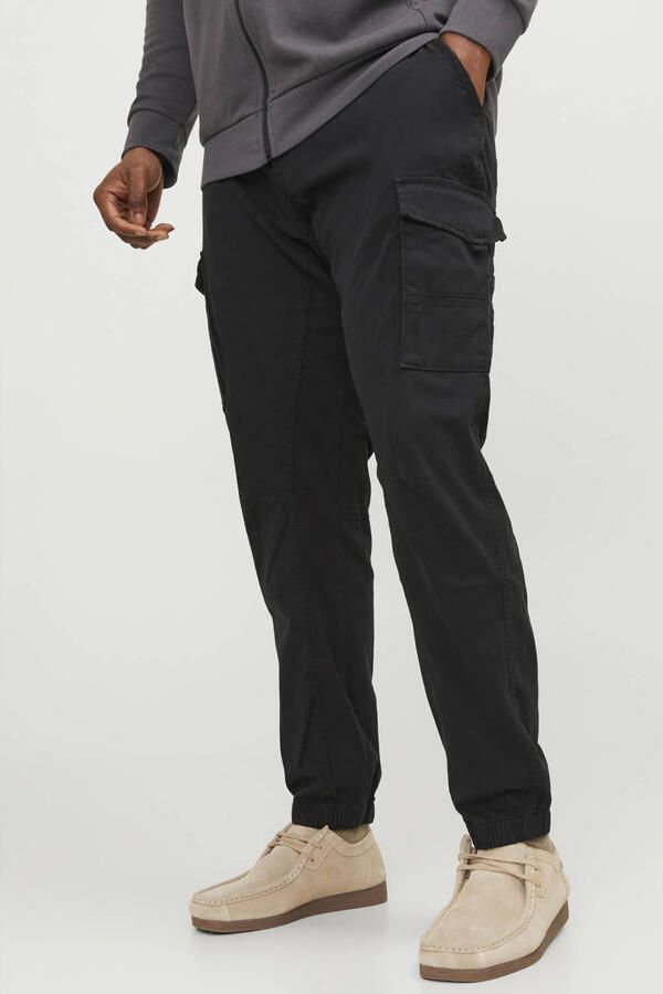 JACK & JONES PLUS SIZE tapered fit broek JPSTPAUL JJFLAKE Plus Size zwart