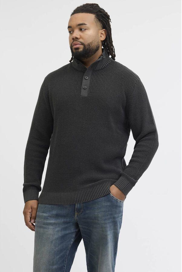 JACK & JONES PLUS SIZE trui grof gebreid Plus Size antraciet