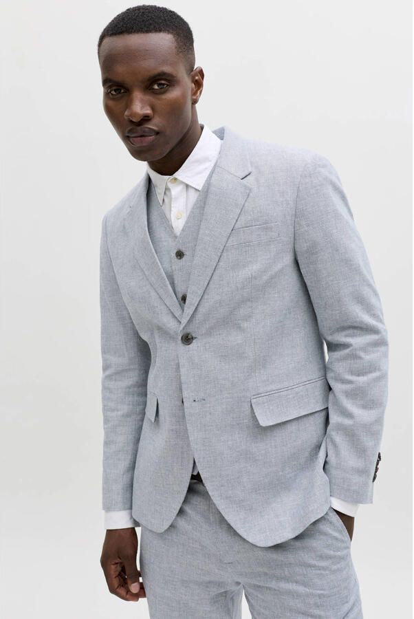 JACK & JONES PREMIUM colbert met linnen blauw - Foto 2