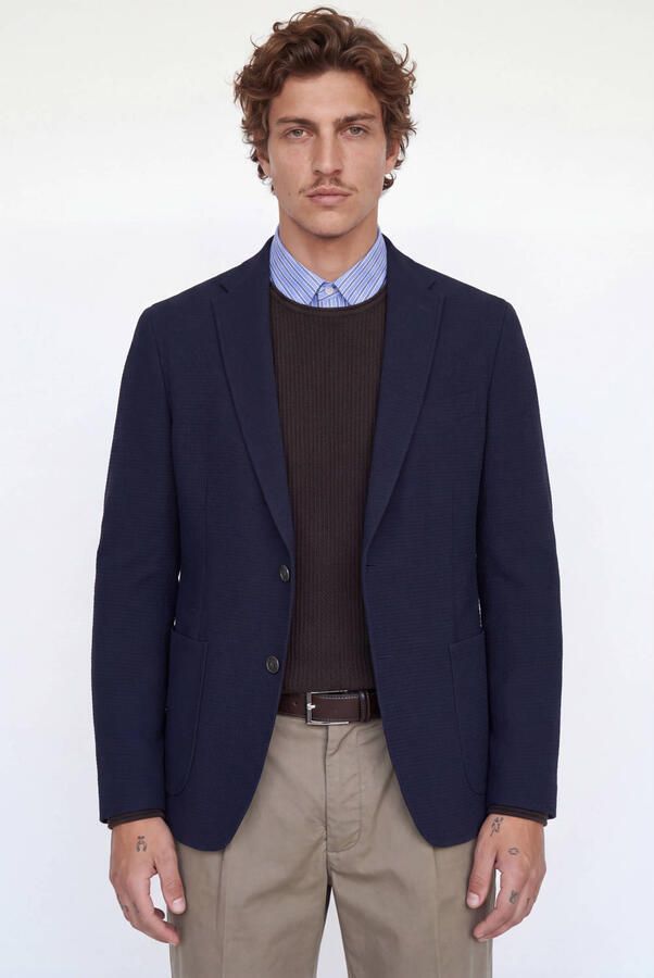 JACK & JONES PREMIUM colbert met textuur donkerblauw