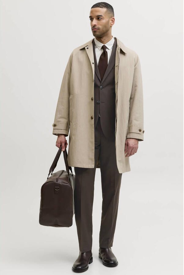 JACK & JONES PREMIUM colbert met wol donkerbruin - Foto 3
