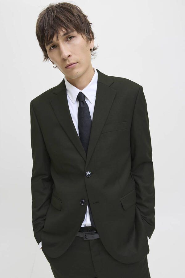 JACK & JONES PREMIUM slim fit colbert met wol donkergroen