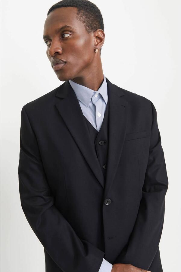 JACK & JONES PREMIUM colbert met wol marineblauw - Foto 3