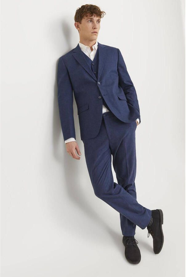 JACK & JONES PREMIUM gemêleerde slim fit pantalon JPRRIVIERA met linnen donkerblauw - Foto 2