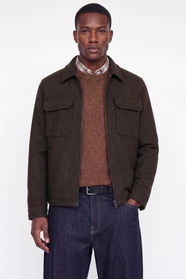 JACK & JONES PREMIUM jas met wol donkerbruin
