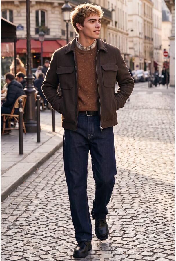 JACK & JONES PREMIUM jas met wol donkerbruin - Foto 2