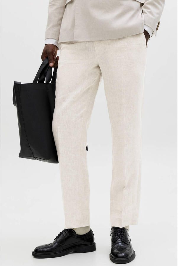 JACK & JONES PREMIUM JPRBLAMARTIN slim pantalon met linnen beige