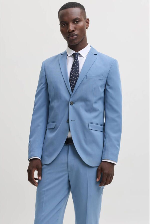 JACK & JONES PREMIUM JPRFRANCO slim fit gebreide colbert blauw