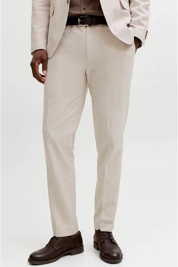 JACK & JONES PREMIUM JPRMARTIN slim pantalon met linnen beige