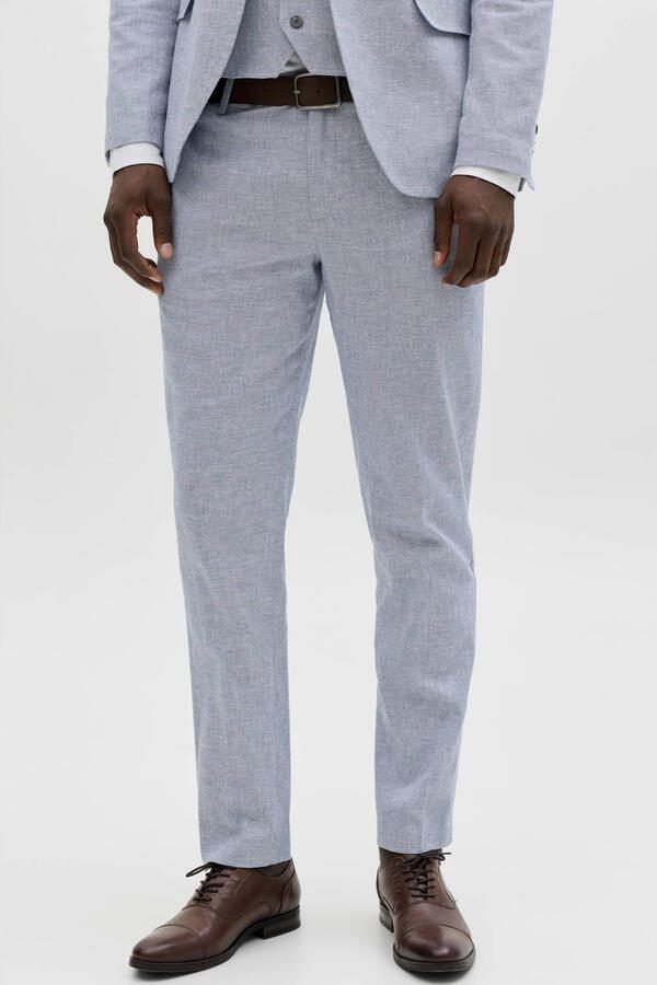 JACK & JONES PREMIUM JPRMARTIN slim pantalon met linnen blauw