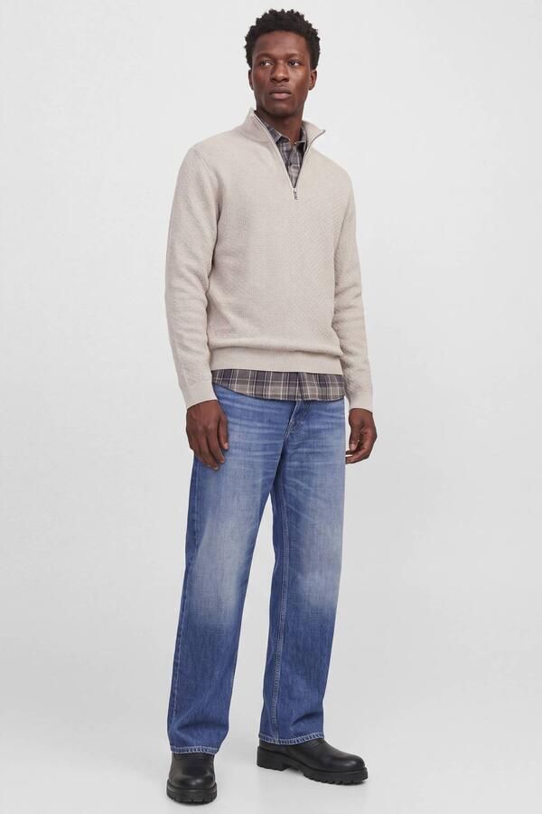JACK & JONES PREMIUM katoenen regular fit gebreide trui beige - Foto 3