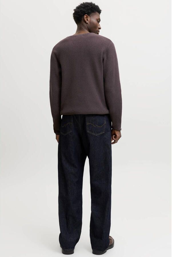 JACK & JONES PREMIUM katoenen regular fit gebreide trui chocolate torte - Foto 3