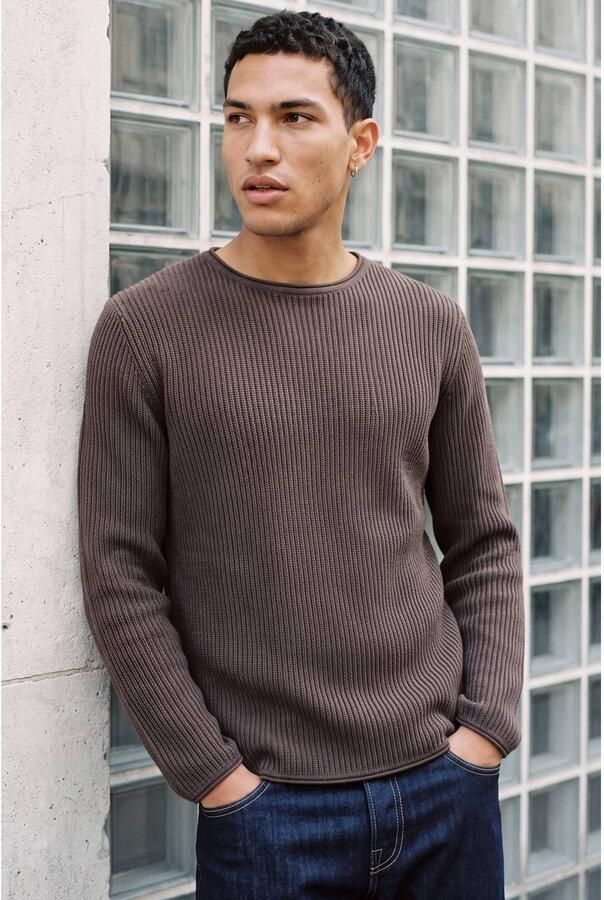 JACK & JONES PREMIUM katoenen regular fit gebreide trui chocolate torte - Foto 3