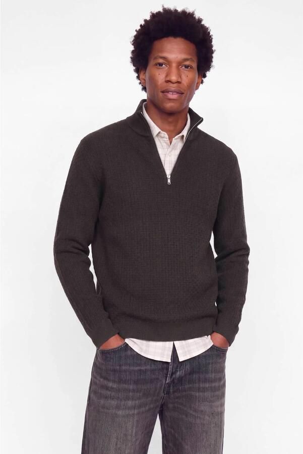 JACK & JONES PREMIUM katoenen regular fit gebreide trui donkerbruin