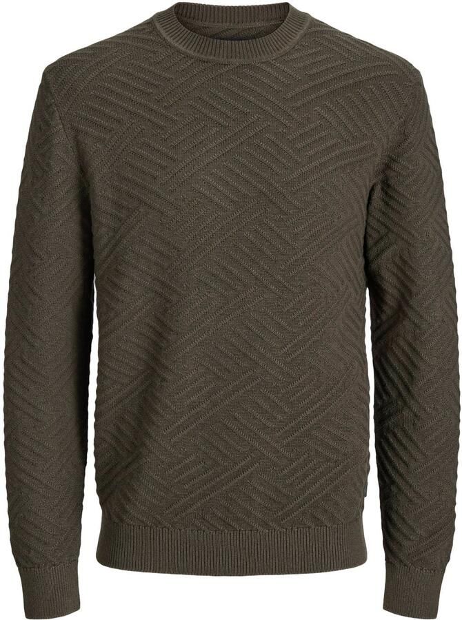 JACK & JONES PREMIUM katoenen regular fit gebreide trui forest night