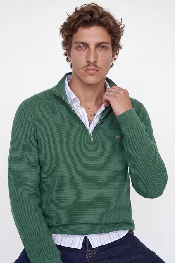 JACK & JONES PREMIUM katoenen regular fit gebreide trui pineneedle - Foto 3
