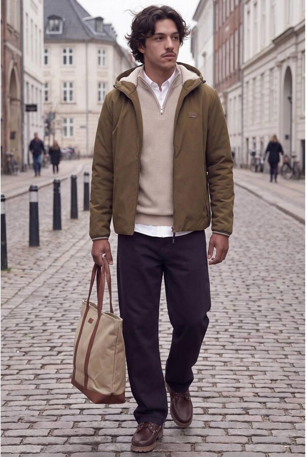 JACK & JONES PREMIUM katoenen regular fit gebreide trui plaza taupe - Foto 2