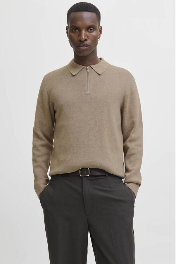 Jack & Jones Trui met polokraag JPRBLAMILANO STITCH KNIT ZIP POLO SN