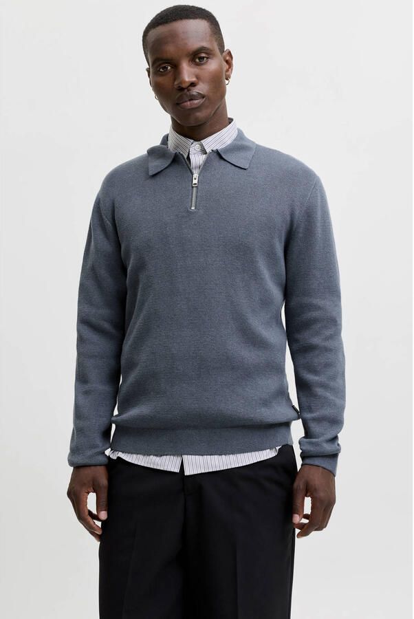 JACK & JONES PREMIUM katoenen relaxed fit gebreide trui turbulence