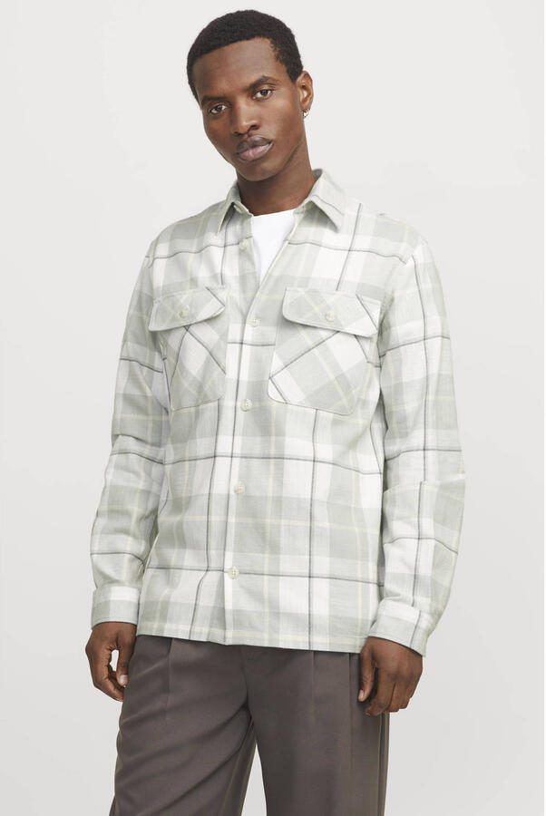 JACK & JONES PREMIUM linnen comfort fit overshirt lichtgroen - Foto 2