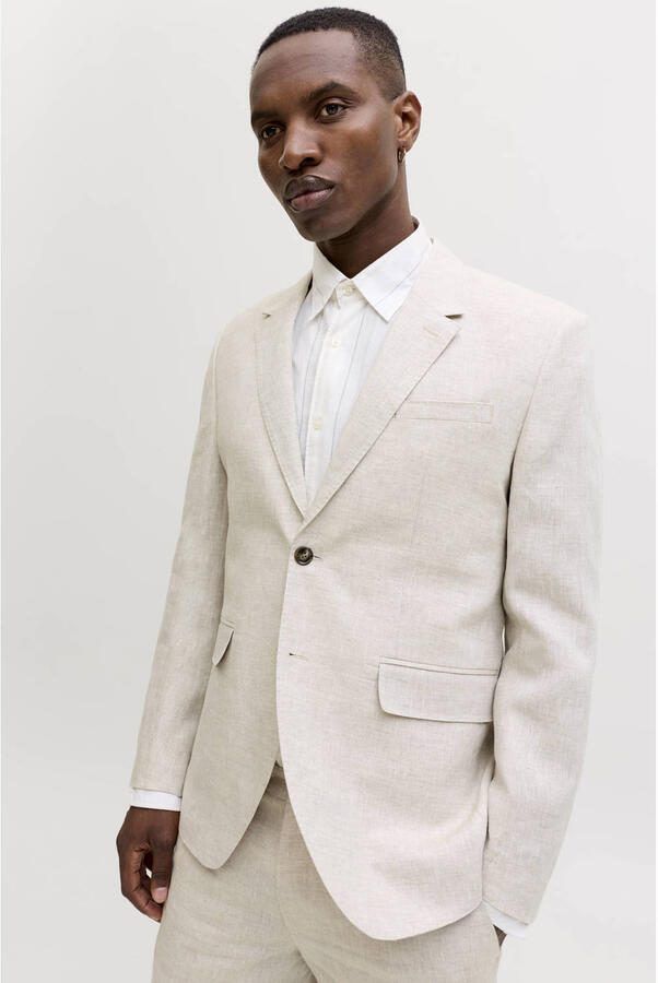 JACK & JONES PREMIUM linnen slim fit colbert beige - Foto 3