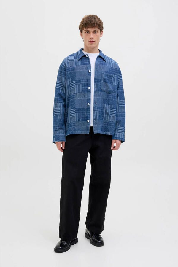 JACK & JONES PREMIUM loose casual overhemd blauw - Foto 3