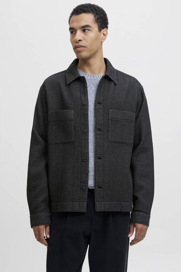 JACK & JONES PREMIUM overshirt met textuur zwart