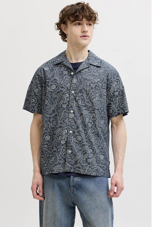 JACK & JONES PREMIUM regular casual overhemd blauw