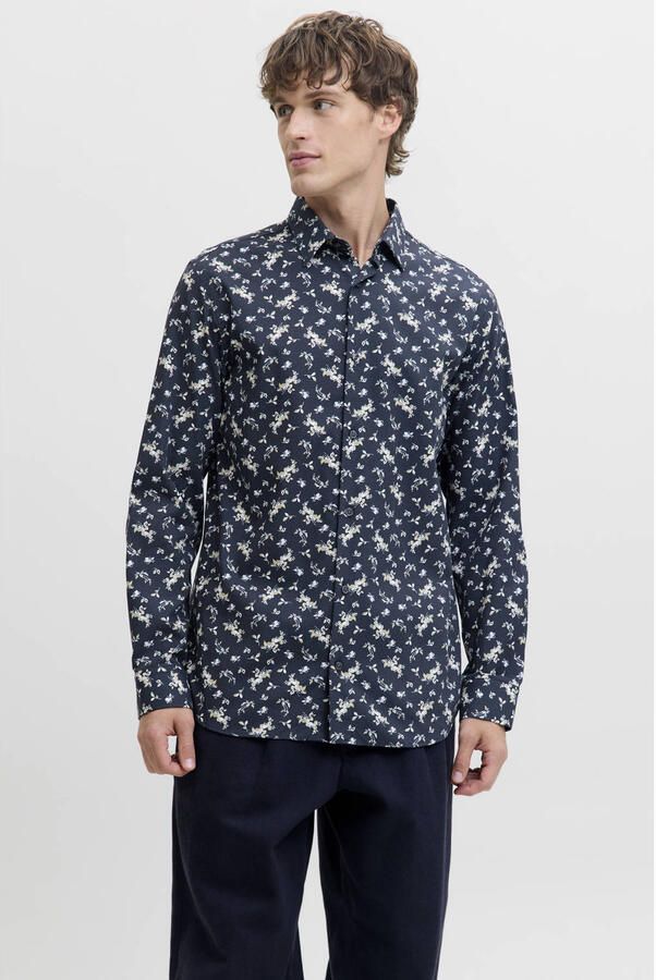 JACK & JONES PREMIUM regular casual overhemd donkerblauw
