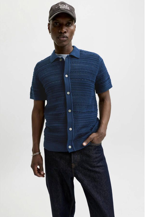 JACK & JONES Premium modern fit vrijetijdsoverhemd in tricotlook met knoopsluiting - Foto 3