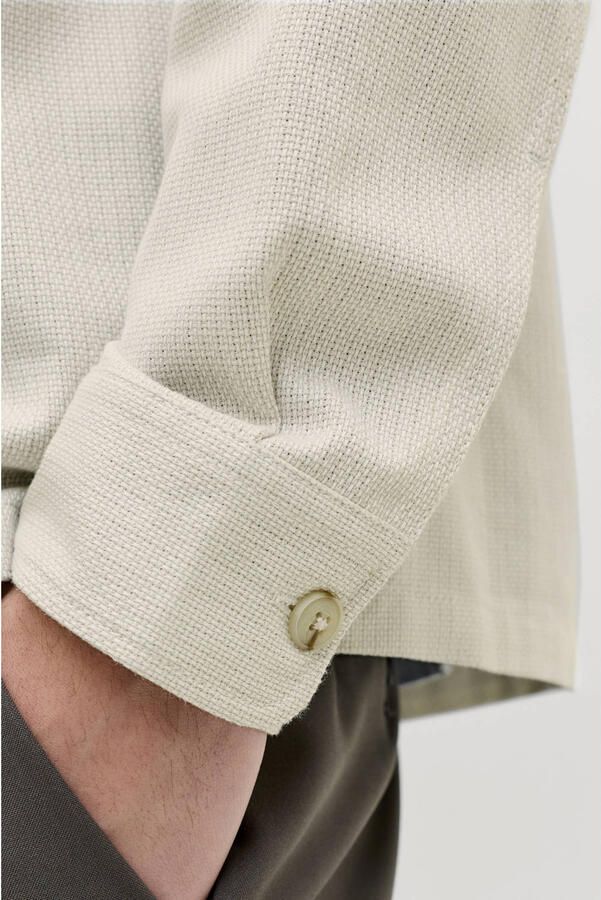 JACK & JONES PREMIUM regular casual overhemd met linnen beige - Foto 3
