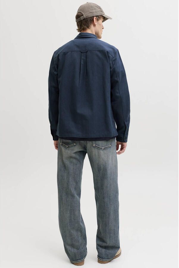 JACK & JONES PREMIUM regular casual overhemd met linnen donkerblauw - Foto 2