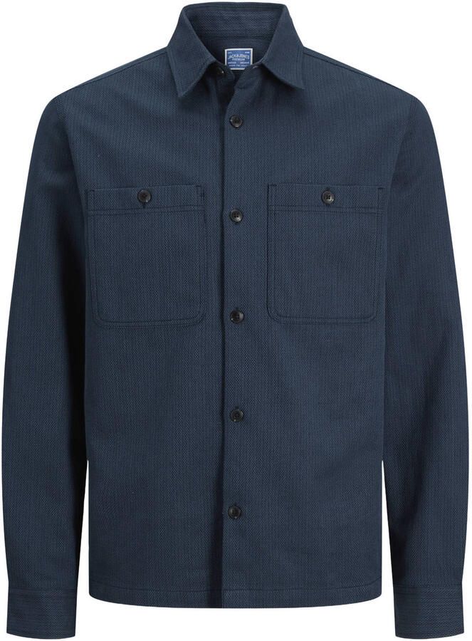 JACK & JONES PREMIUM regular casual overhemd met linnen donkerblauw - Foto 2