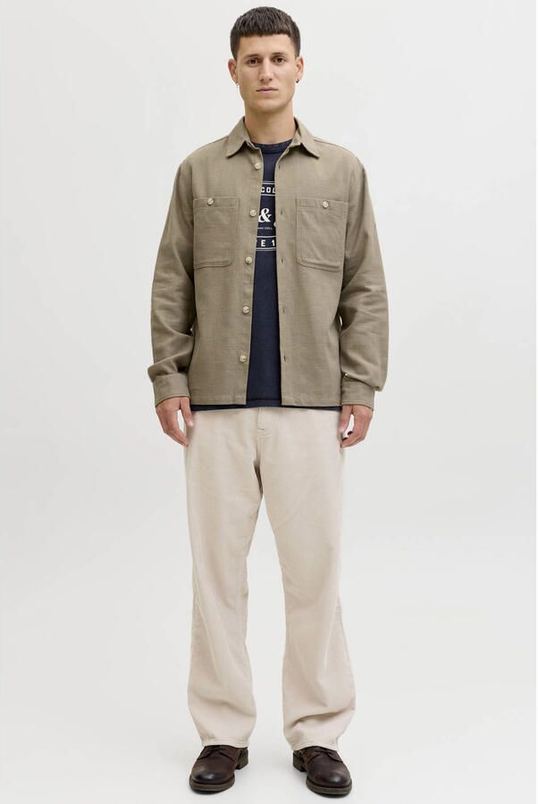 JACK & JONES PREMIUM regular casual overhemd met linnen groen - Foto 3