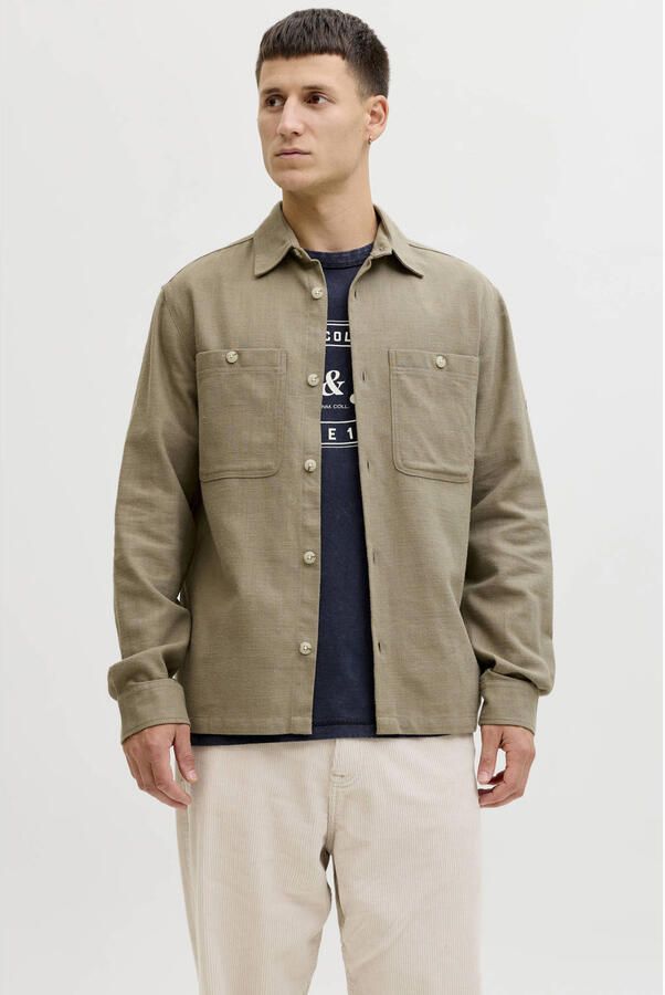 JACK & JONES PREMIUM regular casual overhemd met linnen groen - Foto 3