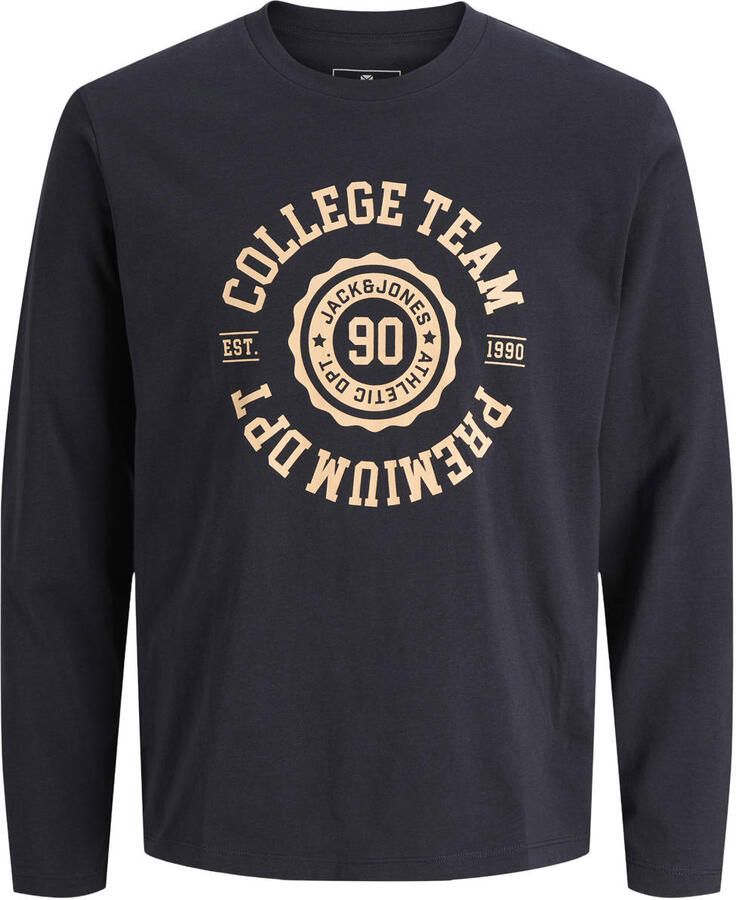 JACK & JONES PREMIUM regular fit longsleeve met print donkerblauw