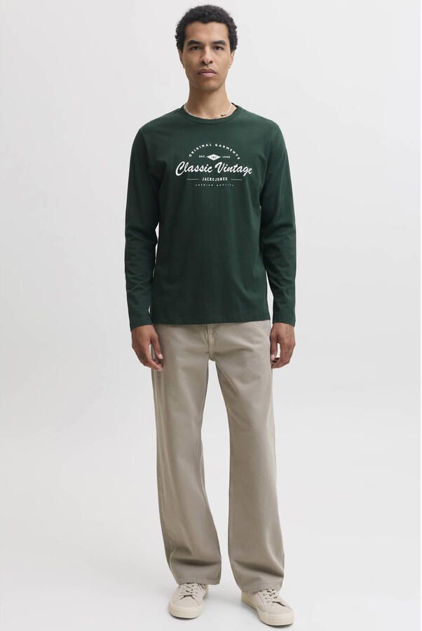 JACK & JONES PREMIUM regular fit longsleeve met print donkergroen - Foto 2