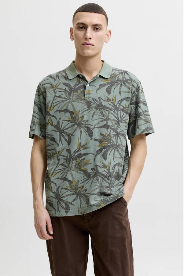 JACK & JONES Premium regular fit poloshirt met florale all-over print model 'Hawaii'
