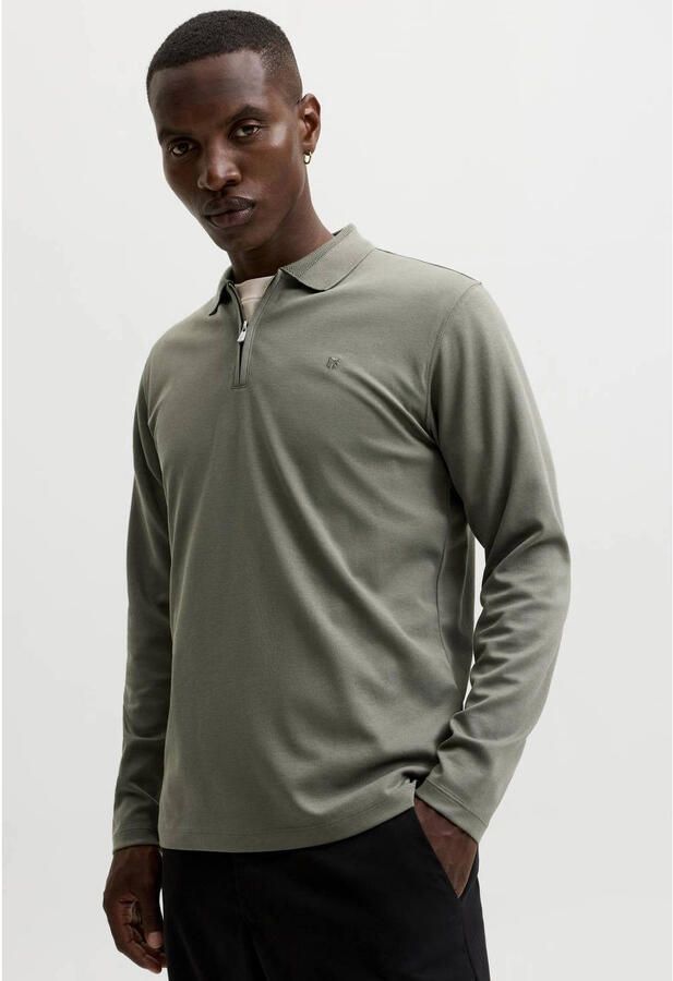 JACK & JONES PREMIUM regular fit polo's zwart smokey olive (set van 2)