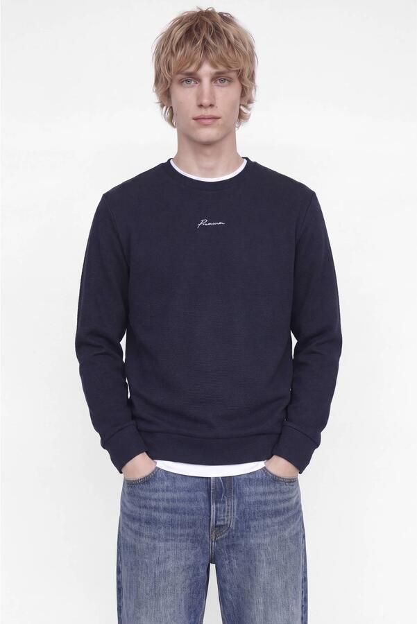 JACK & JONES PREMIUM regular fit sweater donkerblauw
