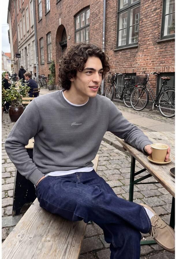 JACK & JONES PREMIUM regular fit sweater grijsblauw - Foto 2