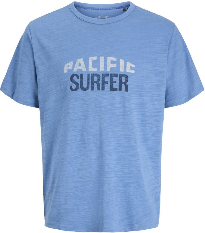 JACK & JONES PREMIUM regular fit T-shirt met print blauw