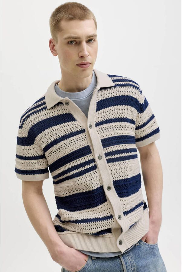 JACK & JONES Premium modern fit vrijetijdsoverhemd in tricotlook met knoopsluiting - Foto 2