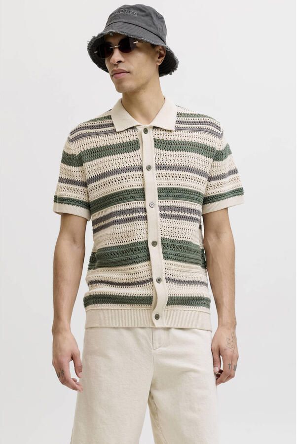 JACK & JONES Premium modern fit vrijetijdsoverhemd in tricotlook met knoopsluiting